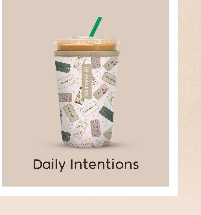 Neutral cup with inspirational label pattern