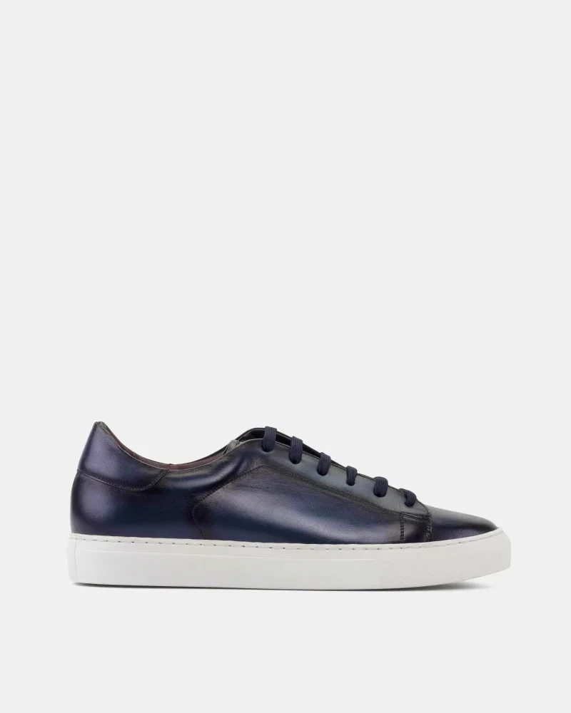 Image of Navy Burnished Leather Dress Sneaker