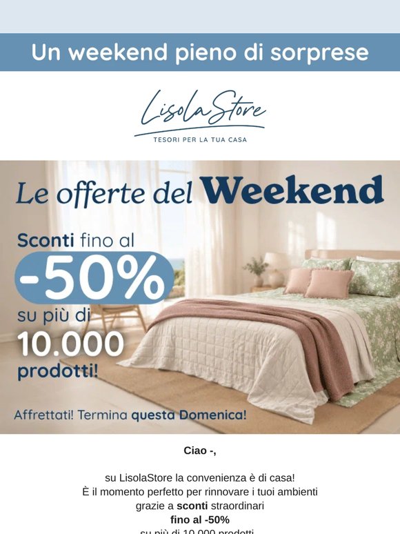 🏖️ Su LisolaStore la convenienza è di casa: sconti fino al -50% su più di 10.000 prodotti