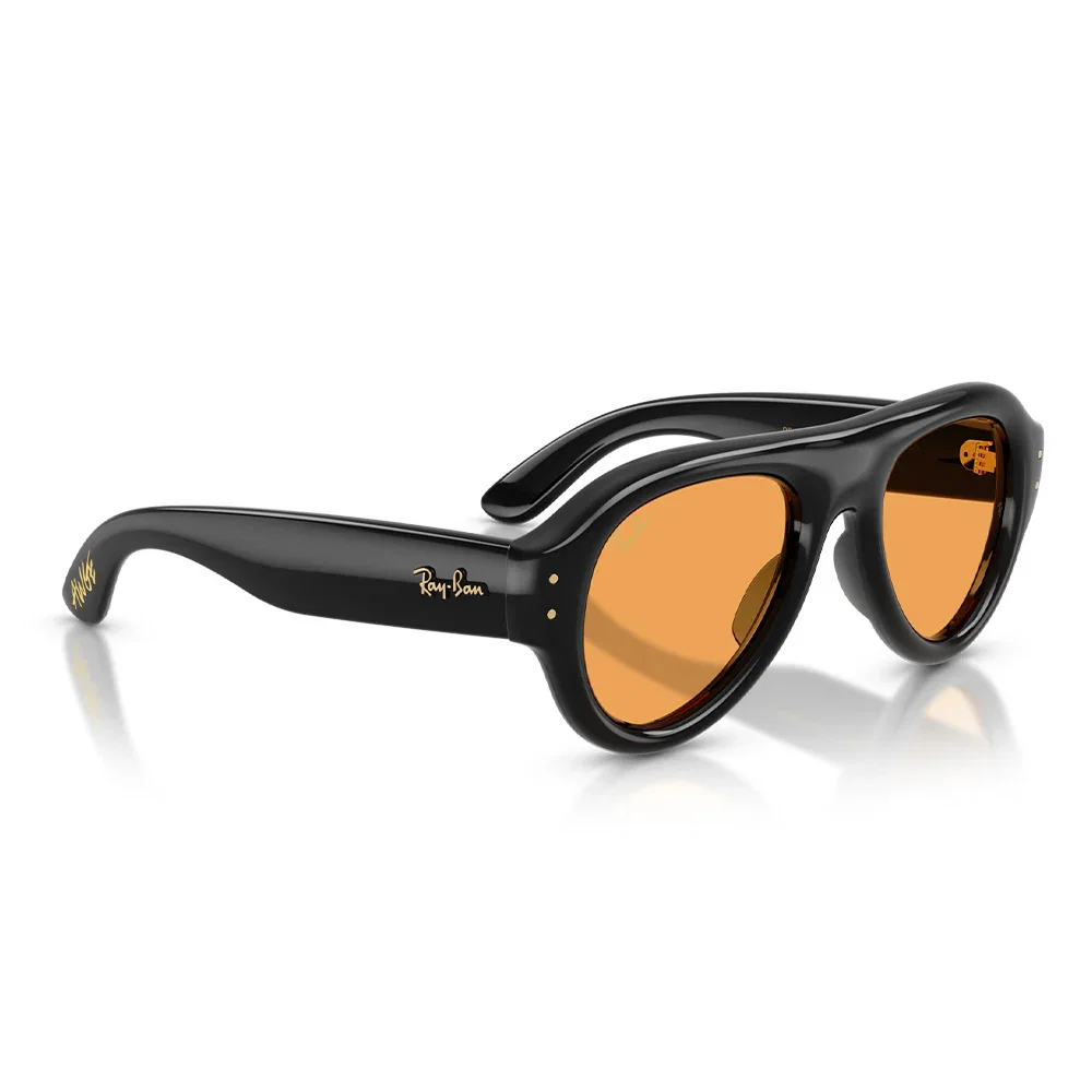 Image of A$AP Rocky x Ray-Ban Aviator Puffer - Polished Black/Orange Lense