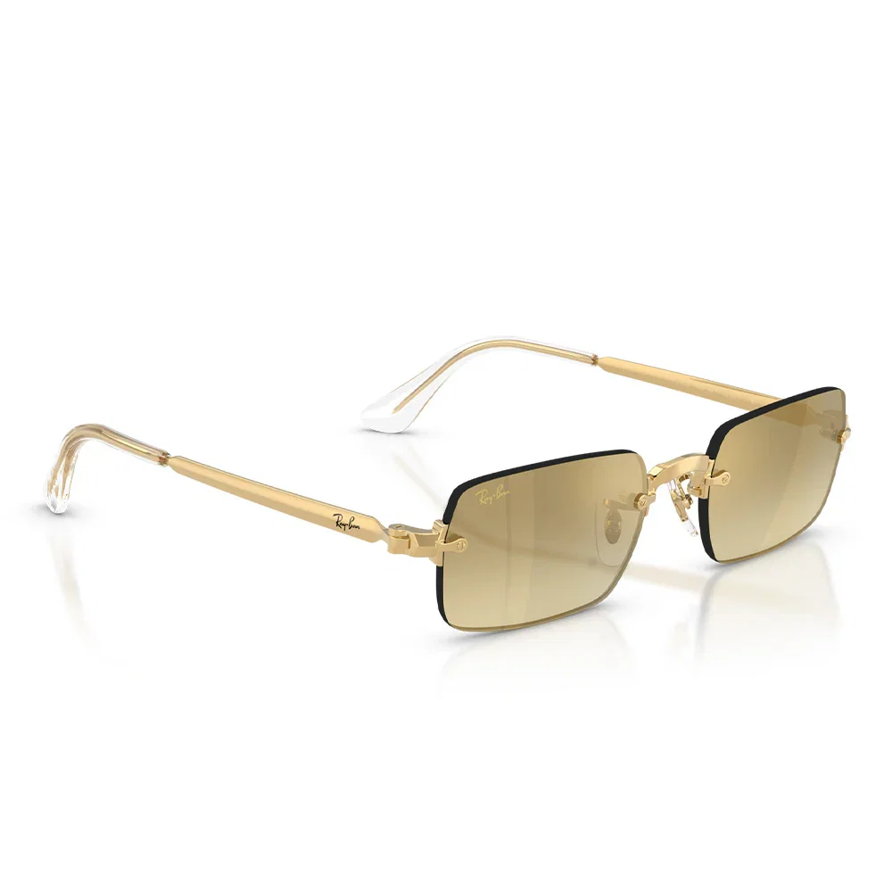 Image of A$AP Rocky X Ray-Ban "Rimless" Polished Arista Gold with Brown Mirror Gold Gradient Lens