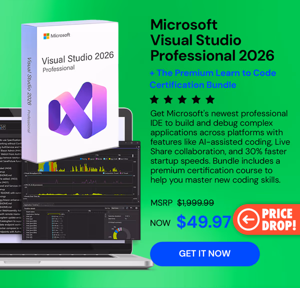 Microsoft Visual Studio Professional 2026 + The Premium Learn to Code Certification Bundle