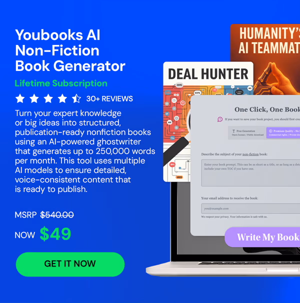 Youbooks AI Non-Fiction Book Generator: (Fan Plan) Lifetime Subscriptions