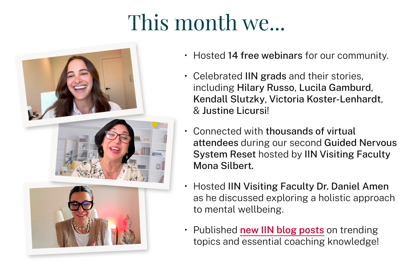 This month we...