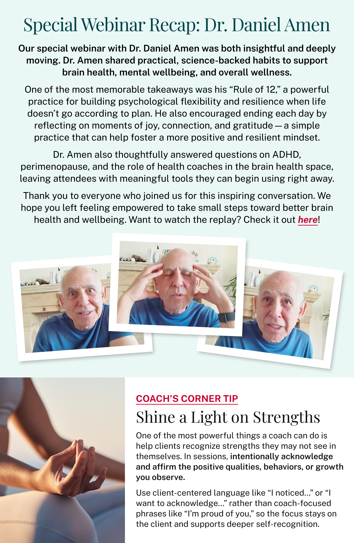 Special Webinar Recap: Dr. Daniel Amen