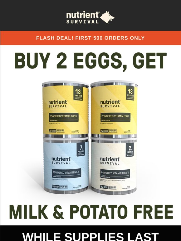 ⚠️ FLASH BOGO - 500 CANS BOGO - EGGS MILK POTATO BOGO