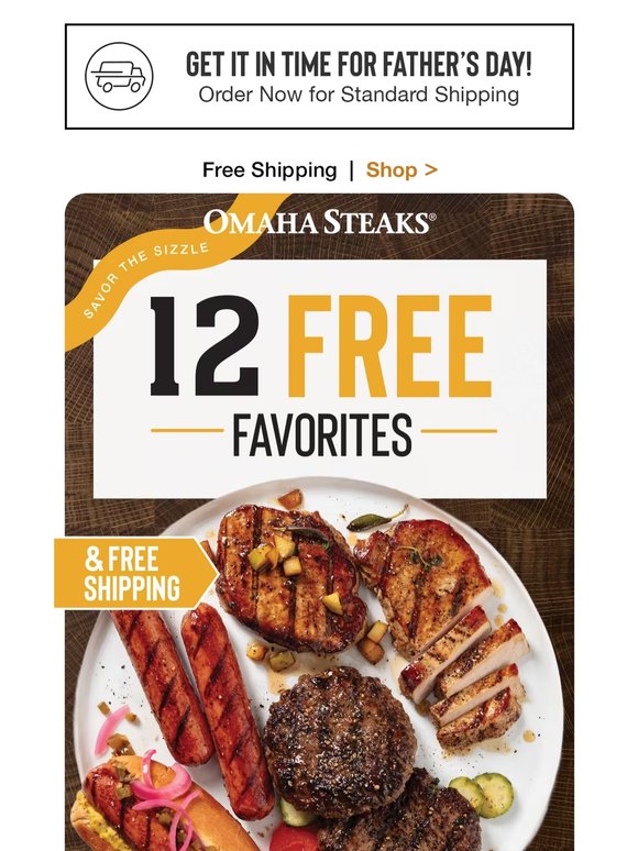 12 FREE grillables + FREE shipping on $139+.