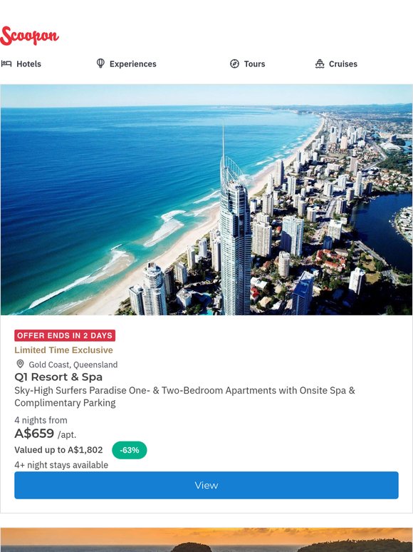Gold Coast Apartments: Sky-High Surfers Paradise Retreat w. Free Parking & Onsite Spa