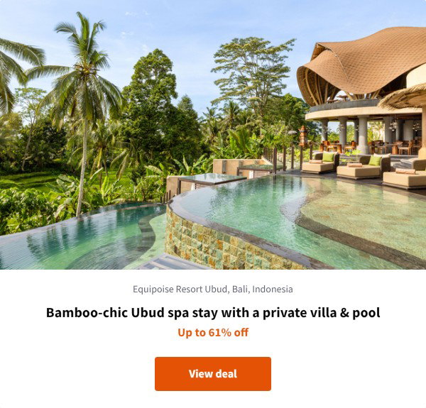 Bamboo-chic Ubud spa stay with a private villa & pool