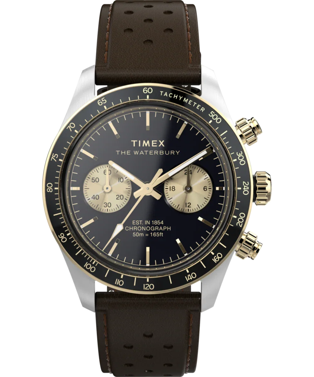 Image of Waterbury Heritage Chronograph 39mm Leather Strap Watch 