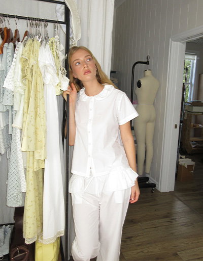 Detachable Ruffle Belt Pant - White