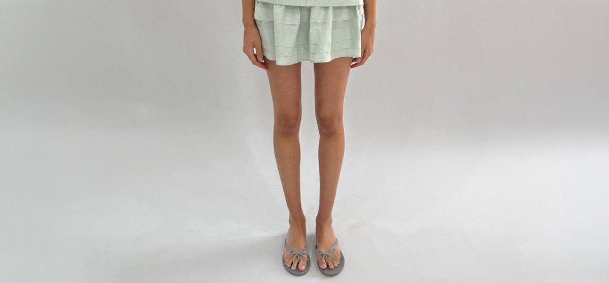 Tiered Pleat Mini Skirt - Mint