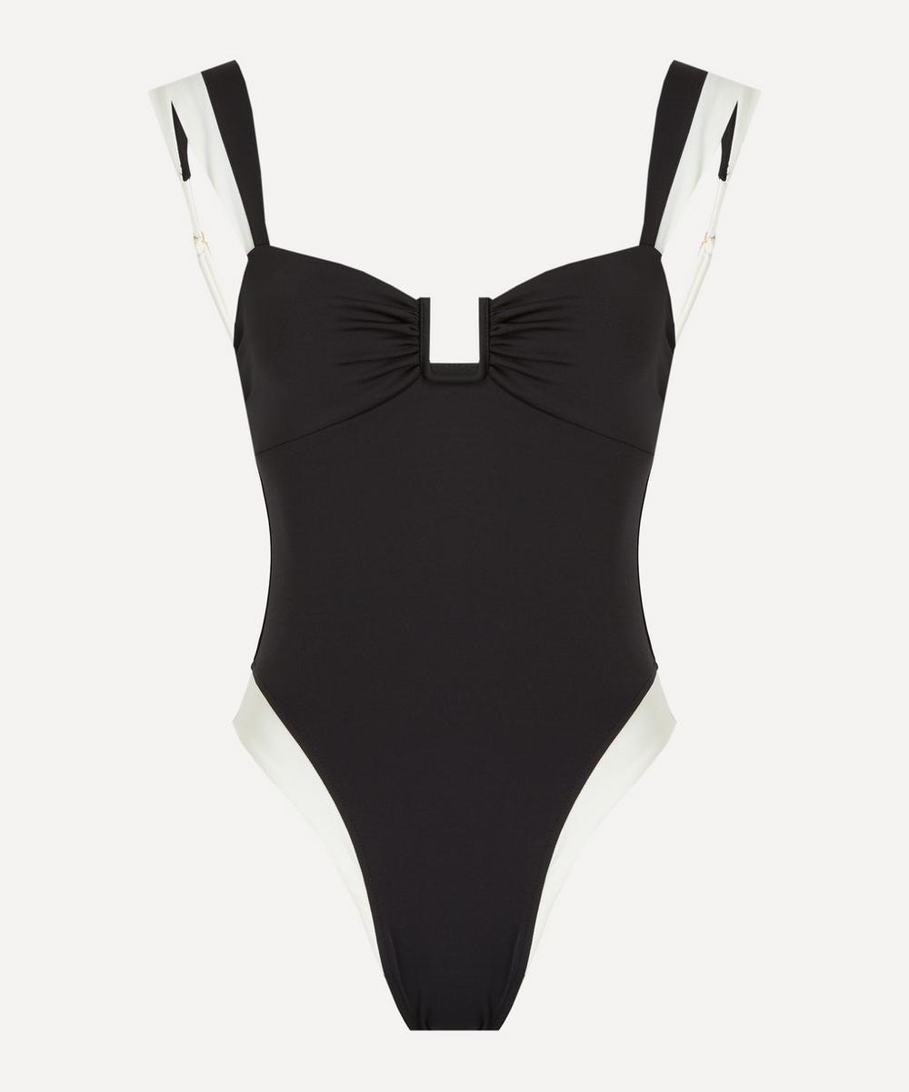 Away That Day Cannes Black-Ivory Pyratex Swimsuit