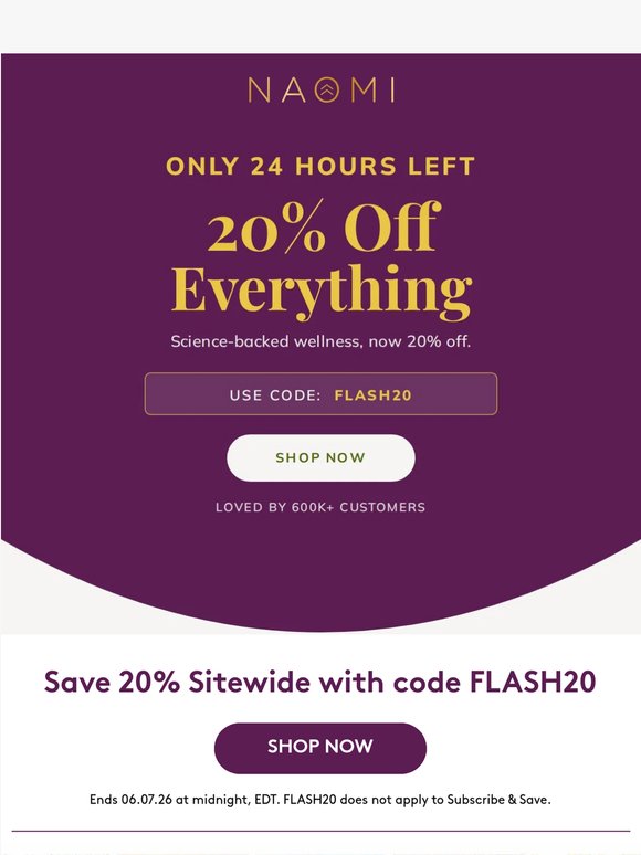 Last chance — 20% off ends tonight