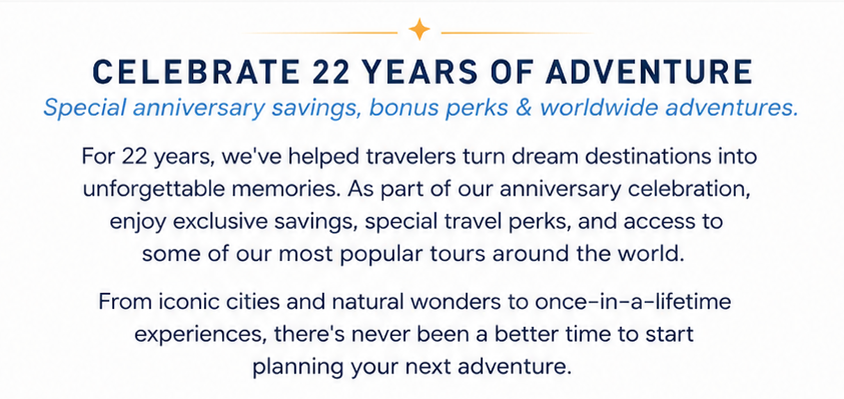 Celebrate with Tours4Fun!