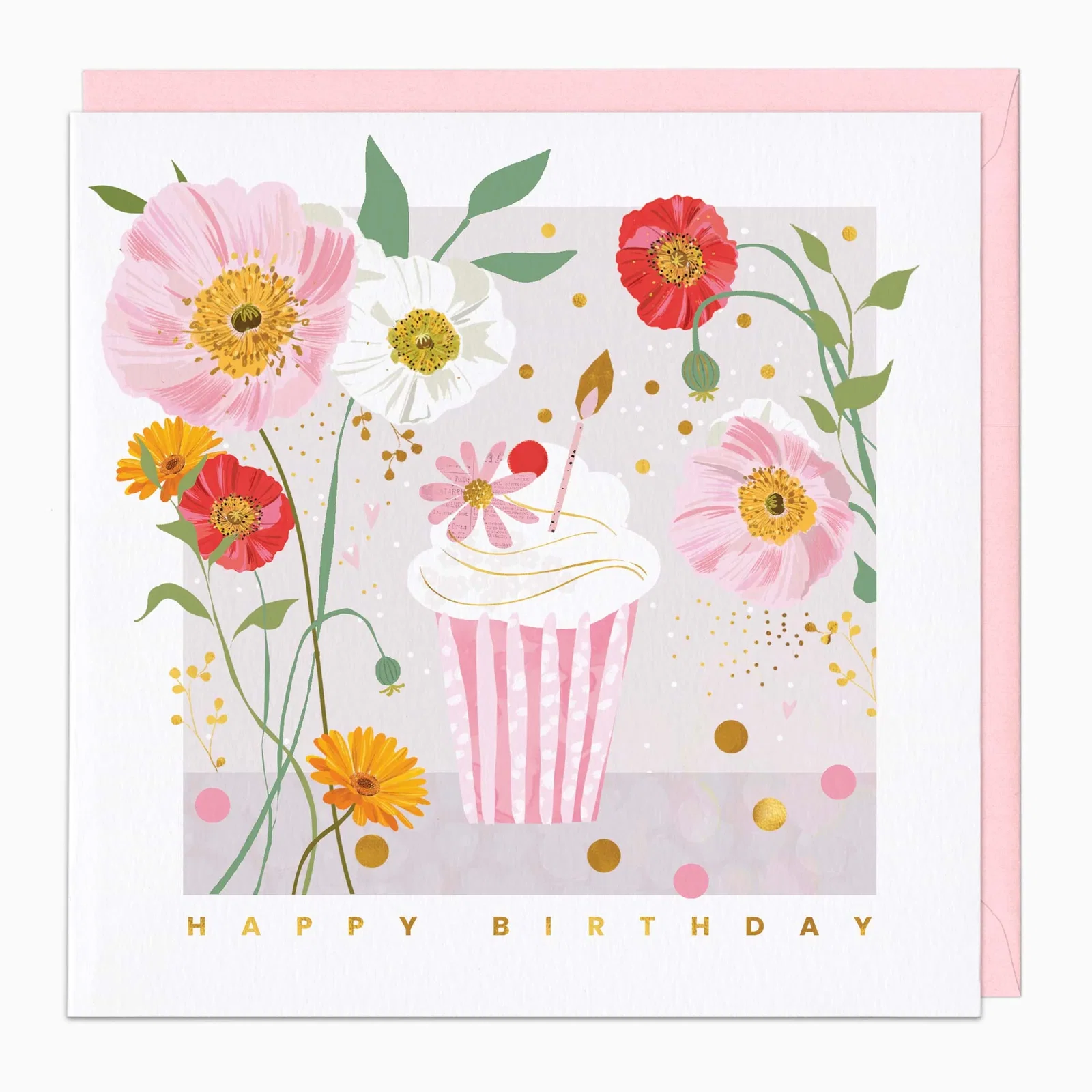 Image of G509 - Polka Dot Cupcake Birthday Card