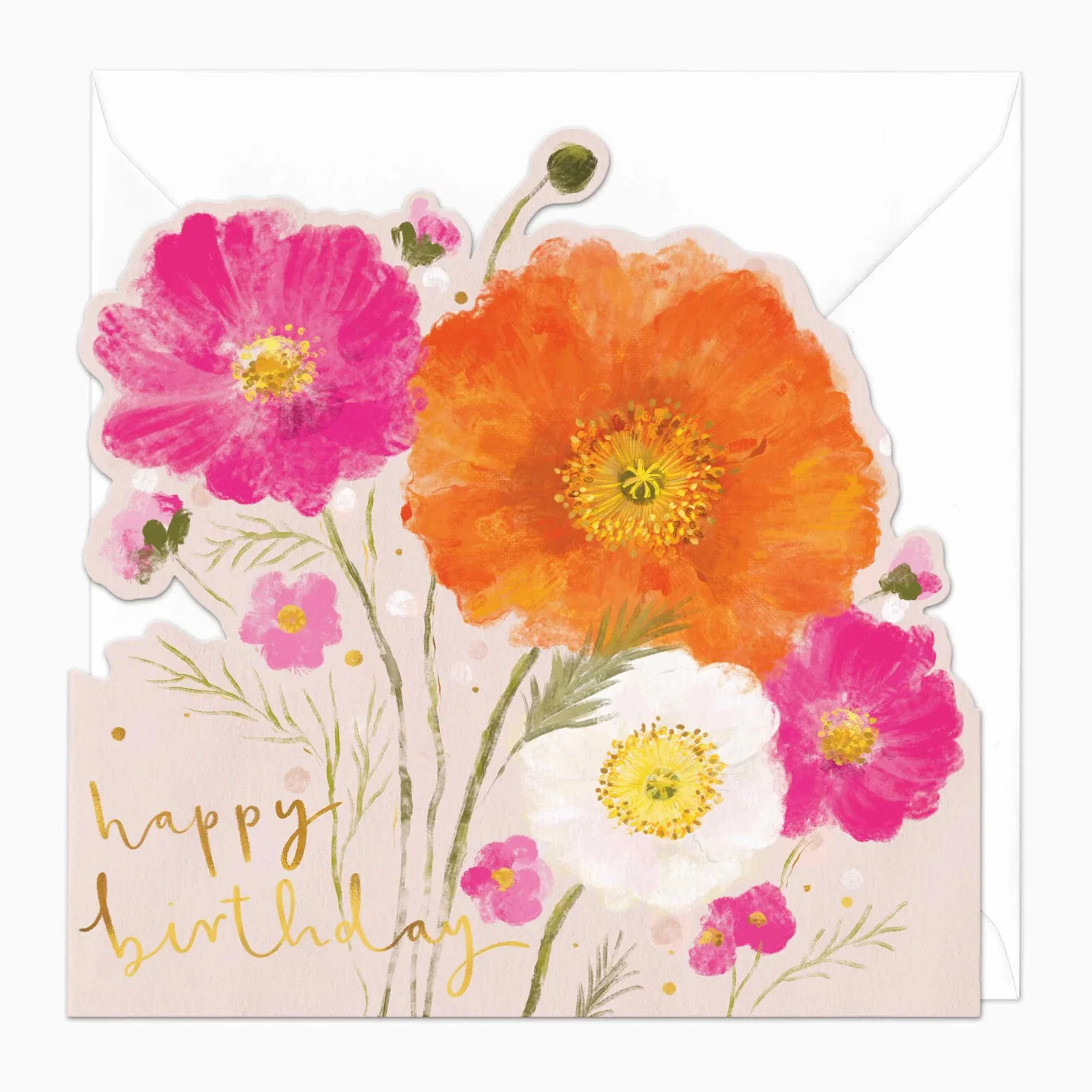 Image of G411 - Cut Out Florals Birthday Card