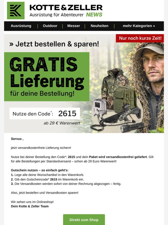 Deine Bestellung? Heute versandkostenfrei!