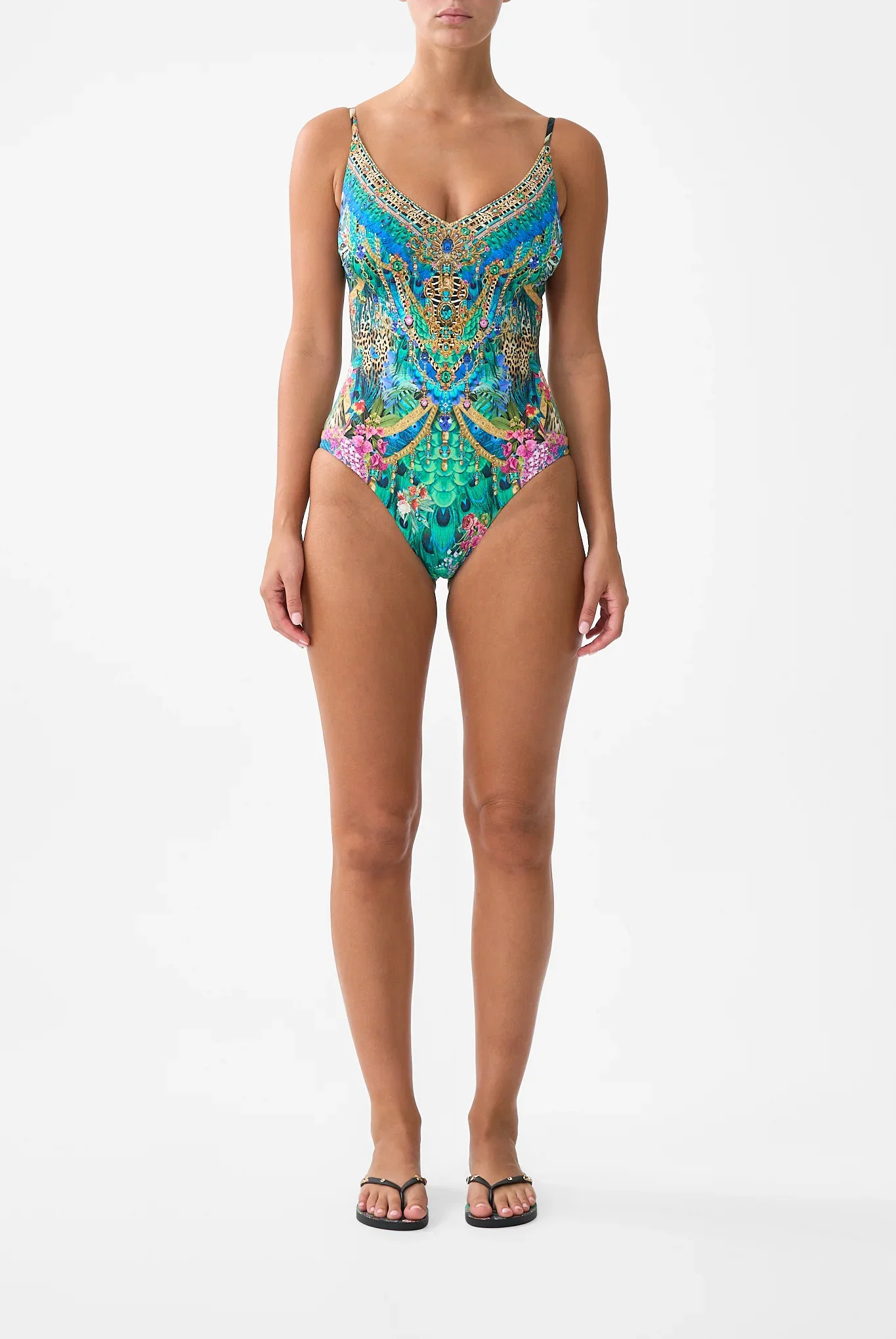 Image of V NECK UNDERWIRE ONE PIECE WITH BACK CLOSURE ANIMAL ALCHEMY