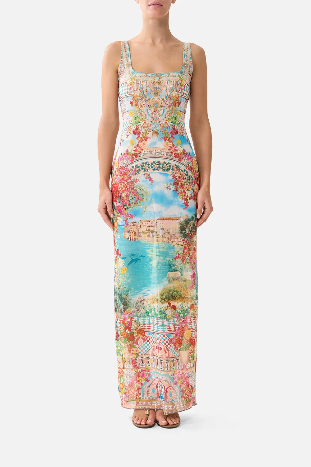 Image of SQUARE NECK BEACH MAXI DRESS WITH LOW BACK MEET ME IN MALLORCA