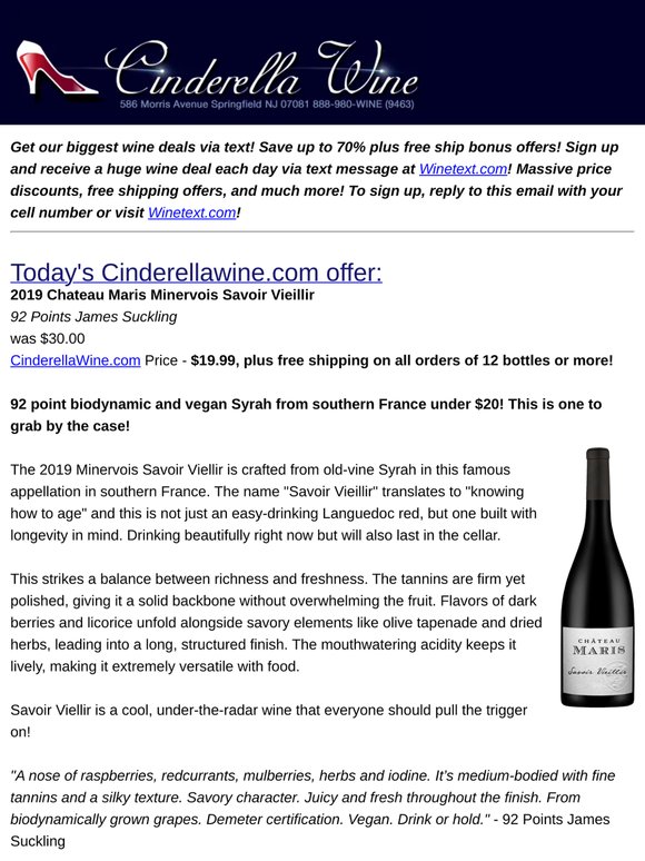 2019 Chateau Maris Minervois Savoir Vieillir (92 JS) Free Ship on 12