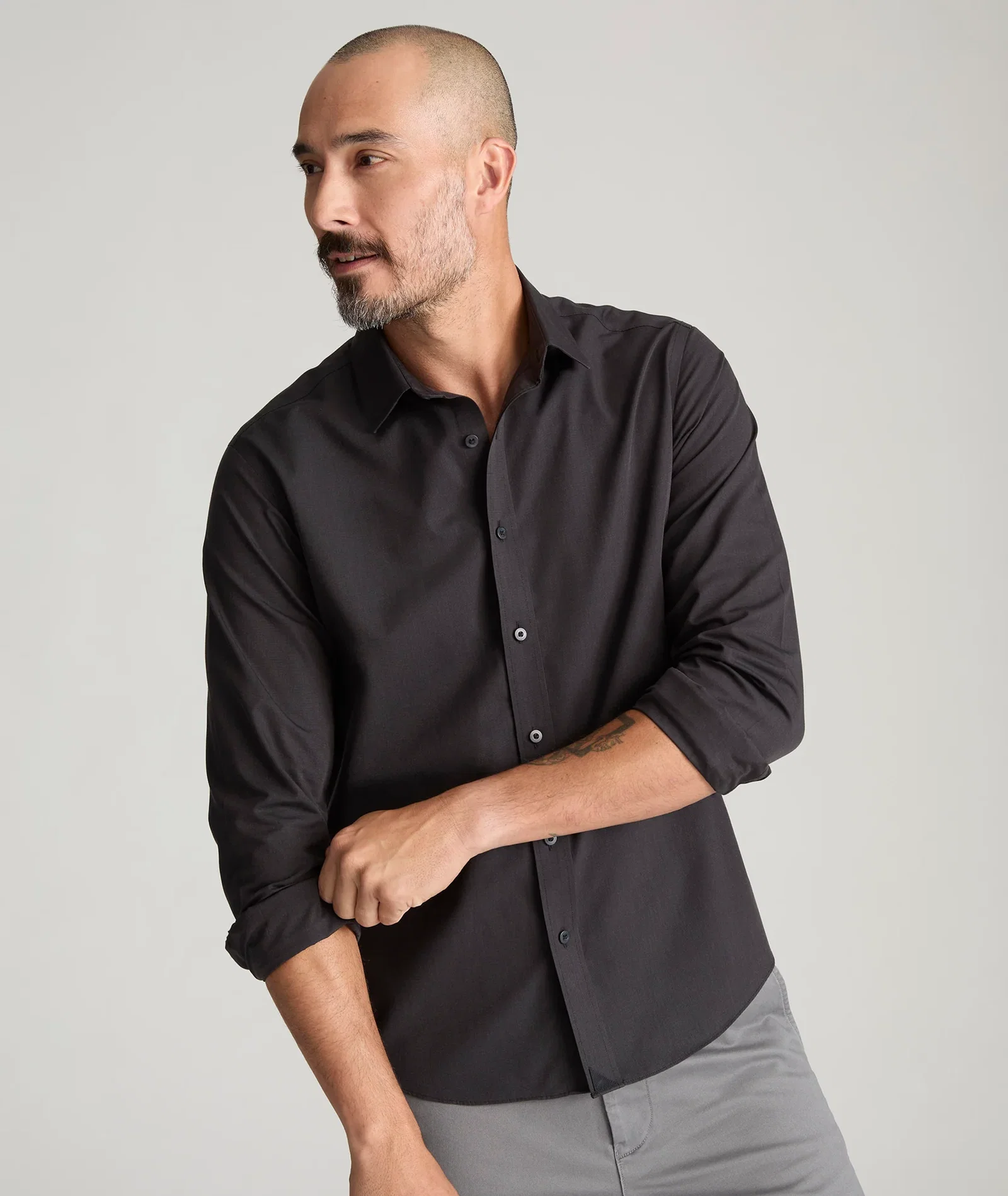 Image of Wrinkle-Free Black Stone Shirt