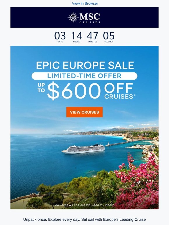 —, Get up to $600 off Europe Cruises!