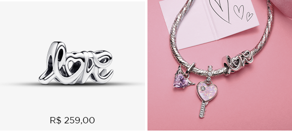 Charm De Prata Love Manuscrito