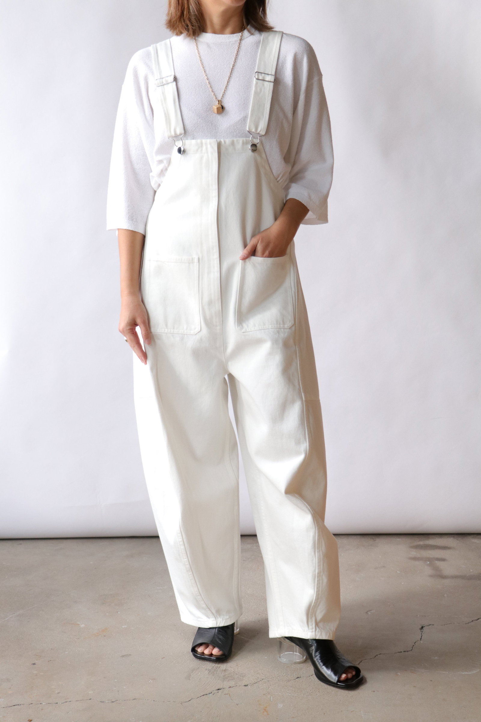 Tibi White Denim Jumpsuit