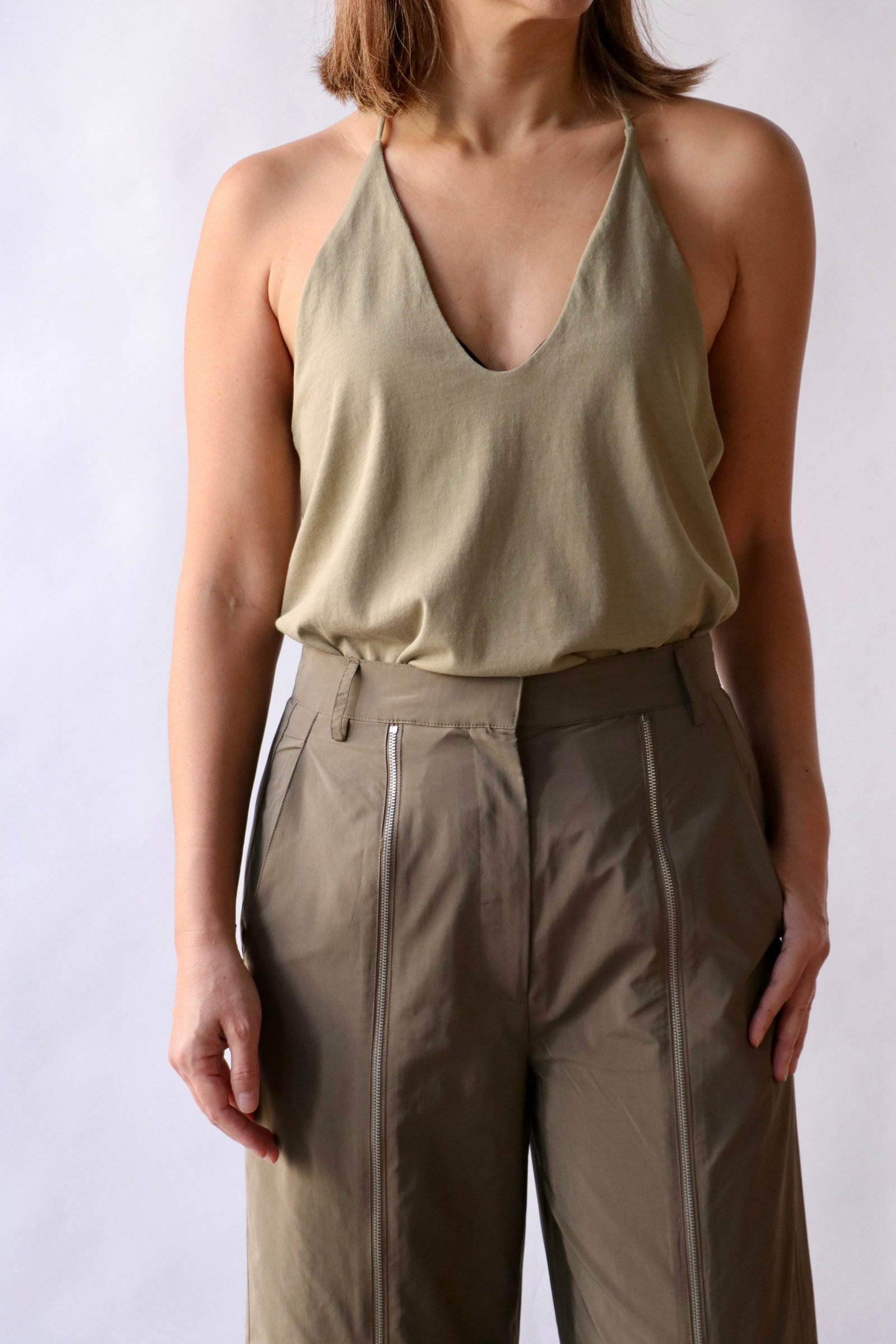 Tibi Racerback Tank in Fennel