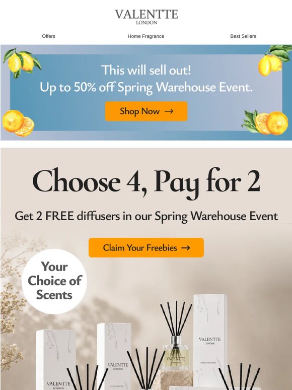 Your 2 FREE diffusers won't last forever! 🎁