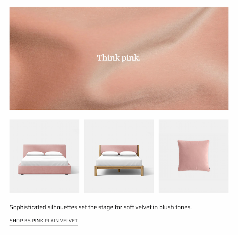 Think pink. Sophisticated silhouettes set the stage for soft velvet blush tones.