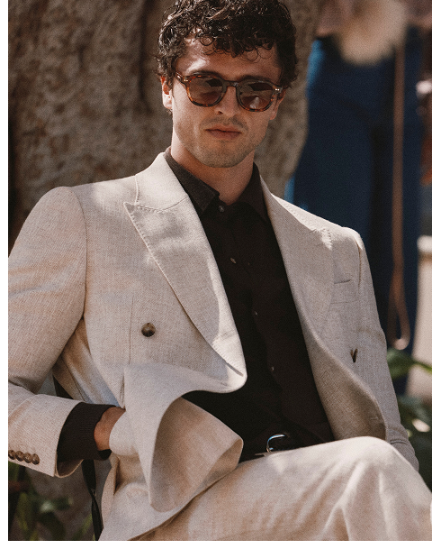 Relaxed Fit Ecru Twill Linen Cotton Suit