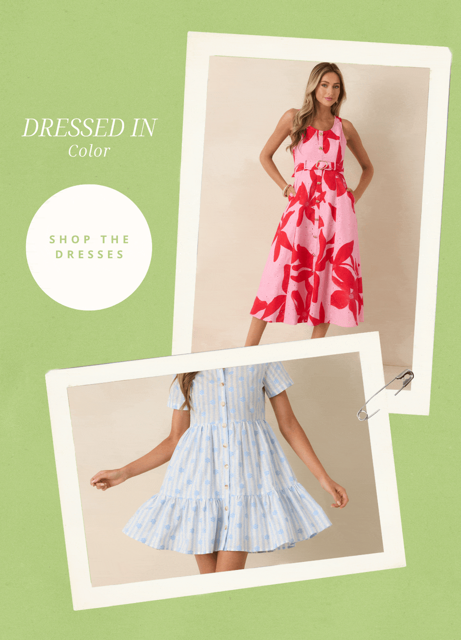Dressed in color. Shop the Dresses.