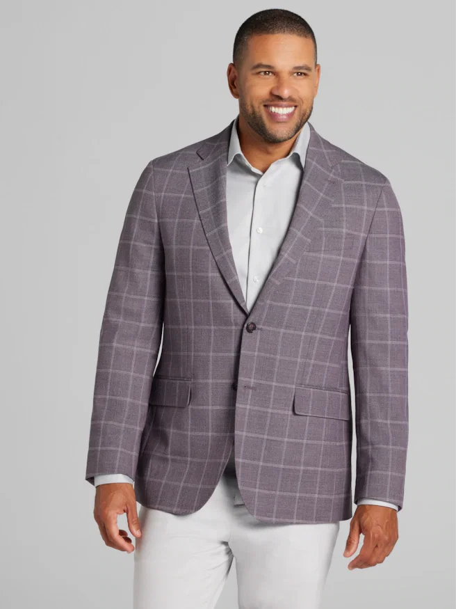 Joseph Abboud Classic Fit Premium Wool Blend Windowpane Sport Coat