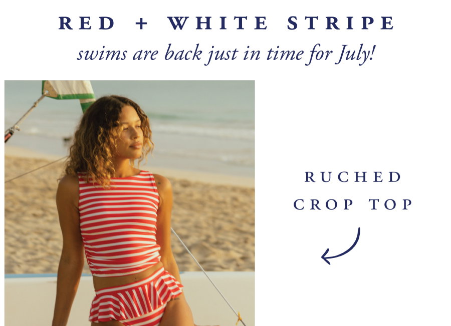red and white stripes - ruched crop top