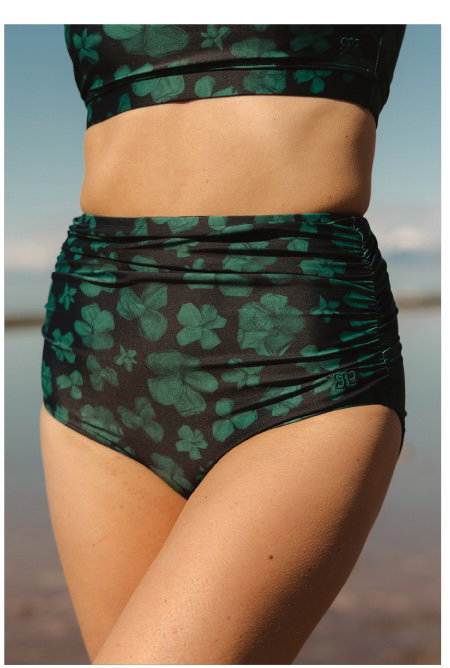 sea petal ruched high waisted bottoms
