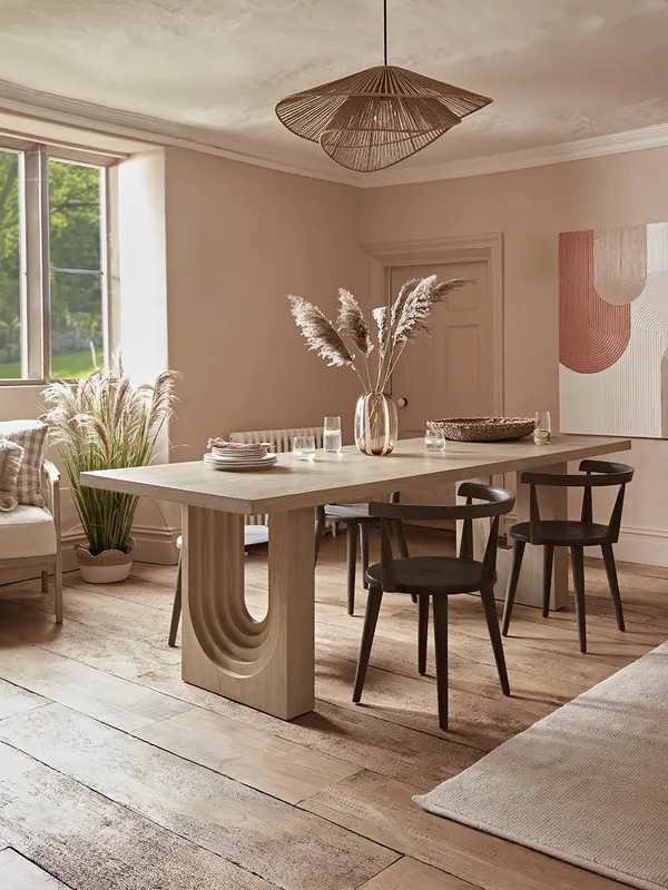 Tapered Arch Rectangle Dining Table - 6 Seater