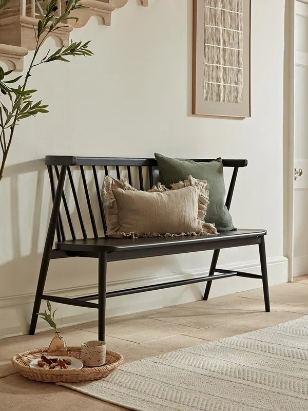 Spindle Back Bench - Black
