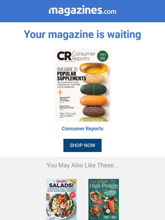 Come back and save big on Consumer Reports