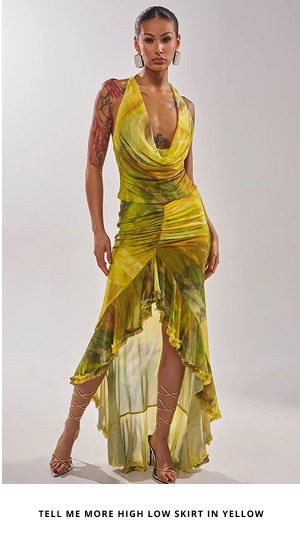 TELL ME MORE HIGH LOW SKIRT IN YELLOW