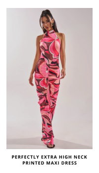 PERFECTLY EXTRA HIGH NECK PRINTED MAXI DRESS