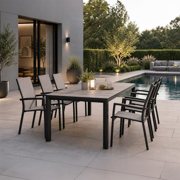 Bild Siena Garden Velia Gartenmöbel-Set L (6 Plätze) 220x100cm Anthrazit
