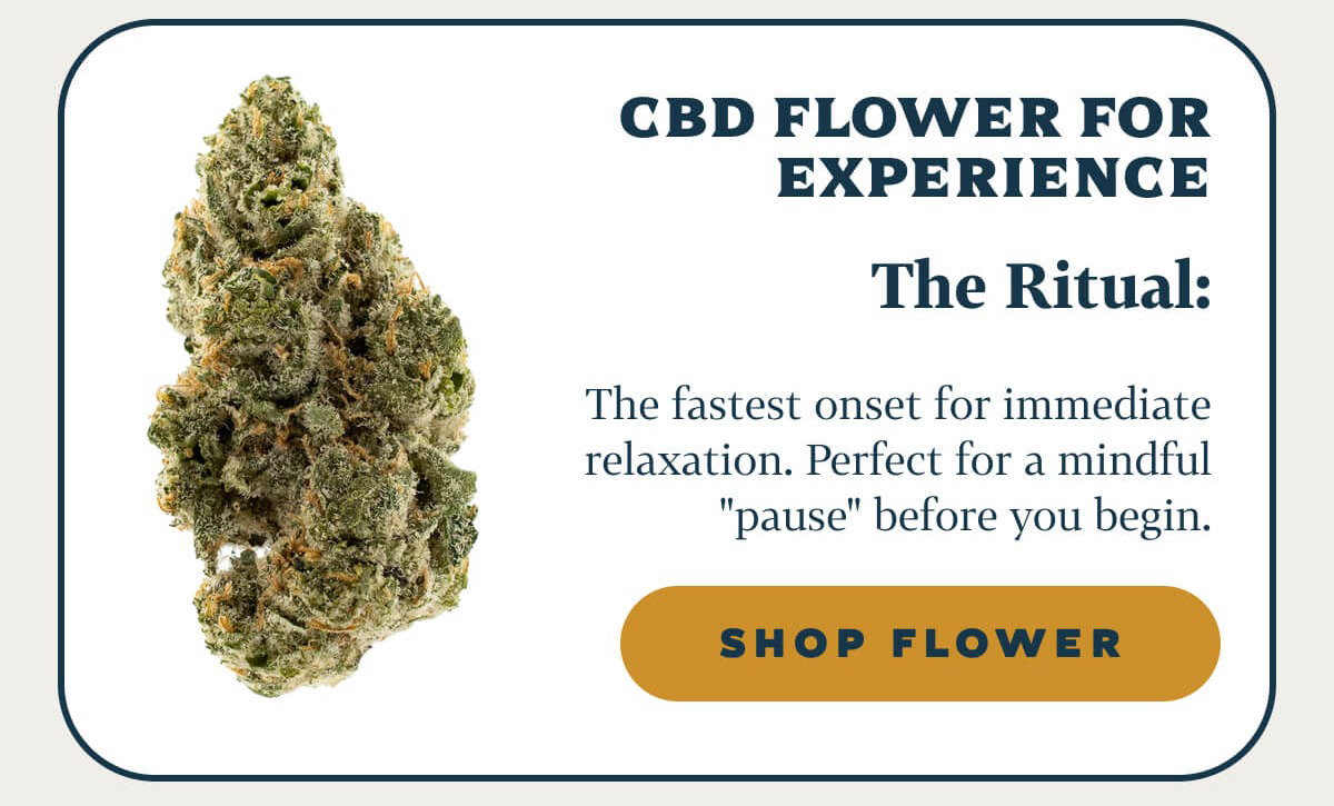 CBD Flower for Experience The Ritual: The fastest onset for immediate relaxation. Perfect for a mindful "pause" before you begin.
