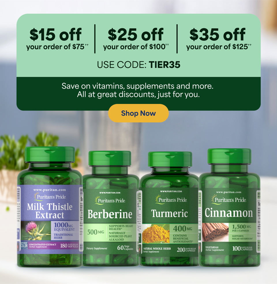 15 USD off your order of 75 USD†† OR 25 USD off your order of 100 USD†† OR 35 USD off your order of 125 USD††. Use code TIER35. Shop now.