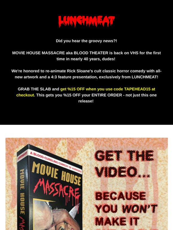 MOVIE HOUSE MASSACRE aka BLOOD THEATER Now Shipping