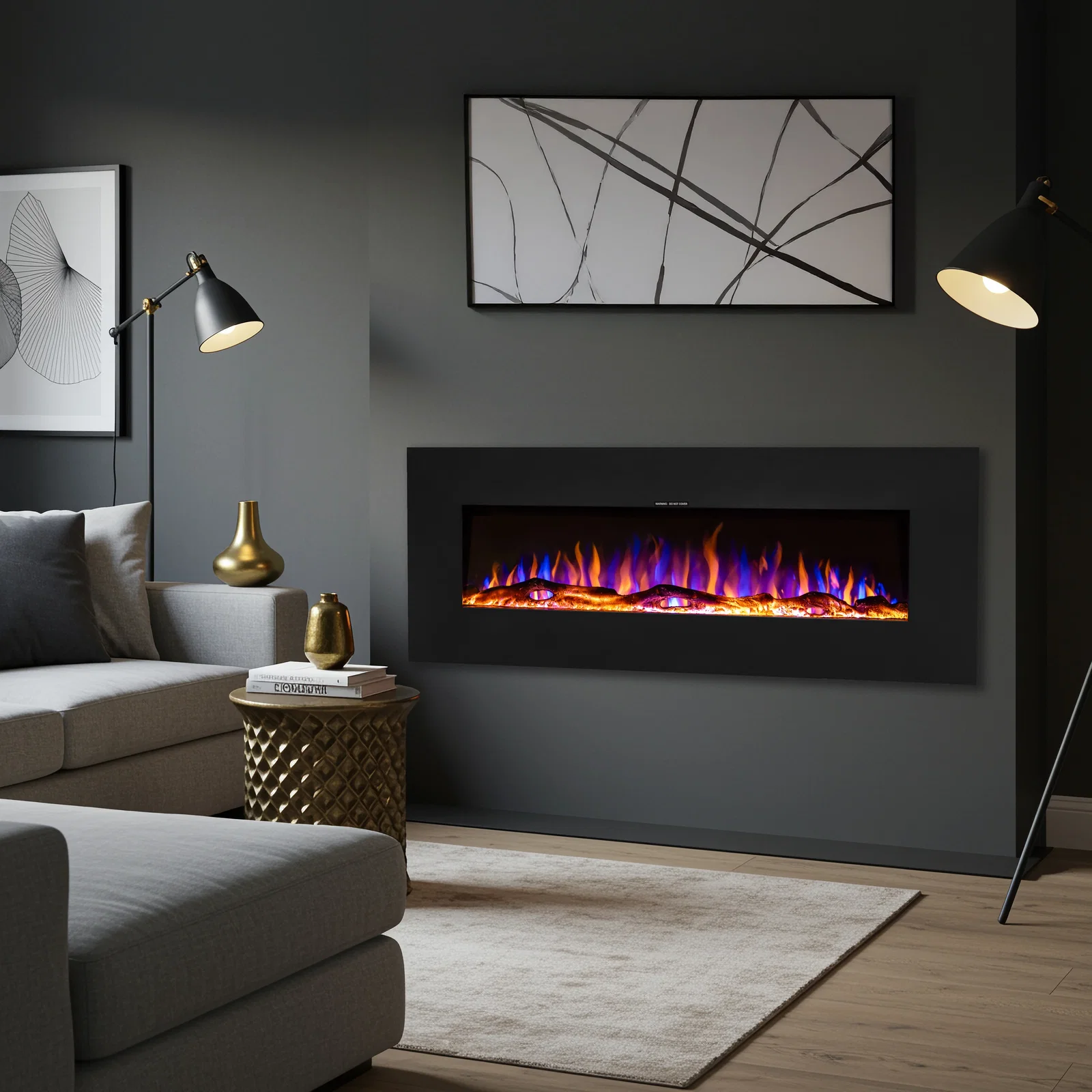 Image of Ezee Glow Zara 50" Metal Frame Wall Mounted or Recessed / Built-In Electric Fire