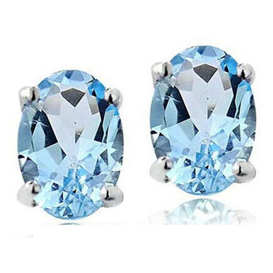925 Sterling Silver London Blue Topaz Stud Earrings