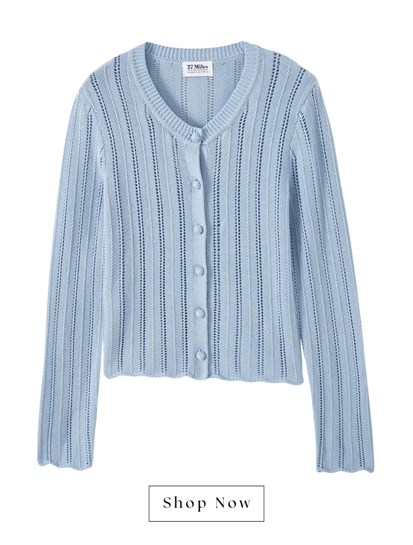 A sky cotton pointelled cardigan.