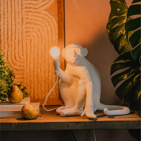 Seletti Indoor White Sitting Monkey Lamp